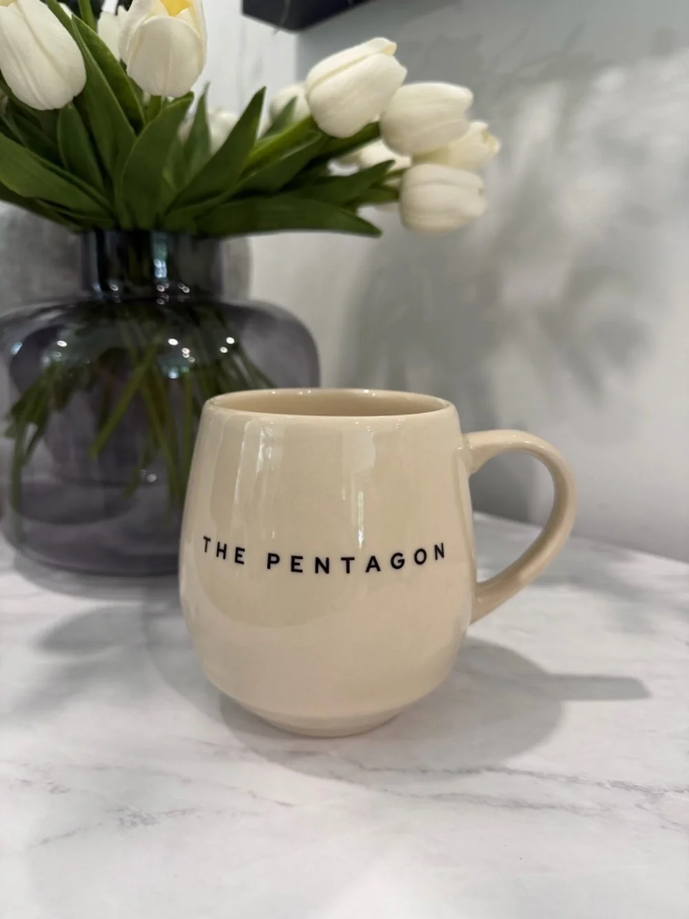 The Pentagon Beige Ceramic Mug - Picture 1 of 7